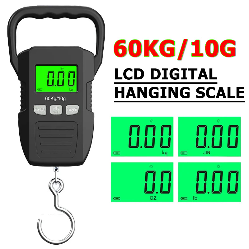 Tape Dispenser Weighted - Timbangan gantung Digital LCD 60kg/10g, alat