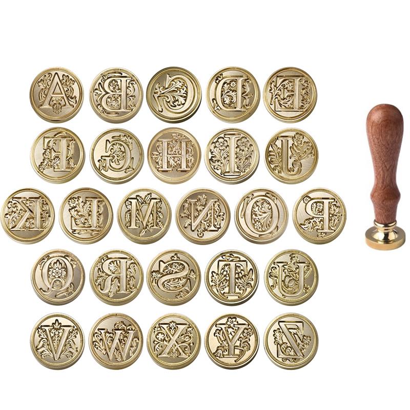 Wax Seal Stamp Set - A-Z Vintage disegel lilin cap kepala