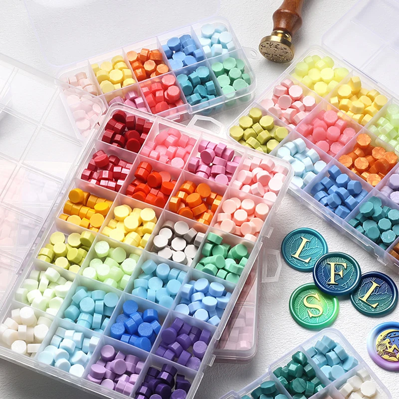 Wax Seal Stamp Set - Set Lilin Segel Retro 10-15 Kotak,