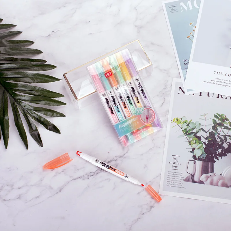 6 warna/Set pena Highlighter u - Stabilo Marker Boss ulasan dan harga